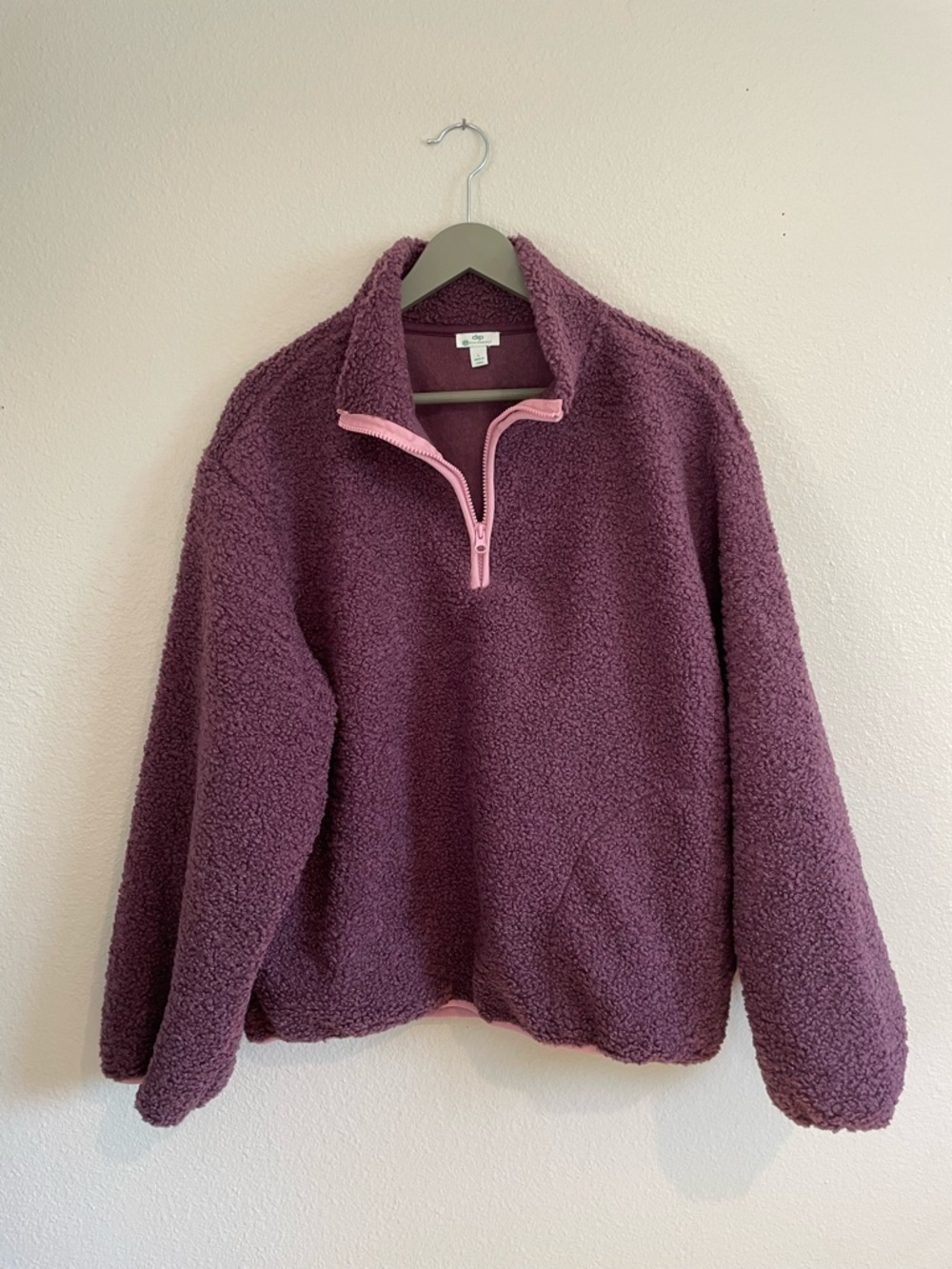 NWT dip Plush Sherpa Quarter-Zip Jacket in Plum with Pink Trim